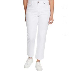 Ella Moss Jeans Womens 12 White Straight Ankle Crop High Rise Cotton Stretch